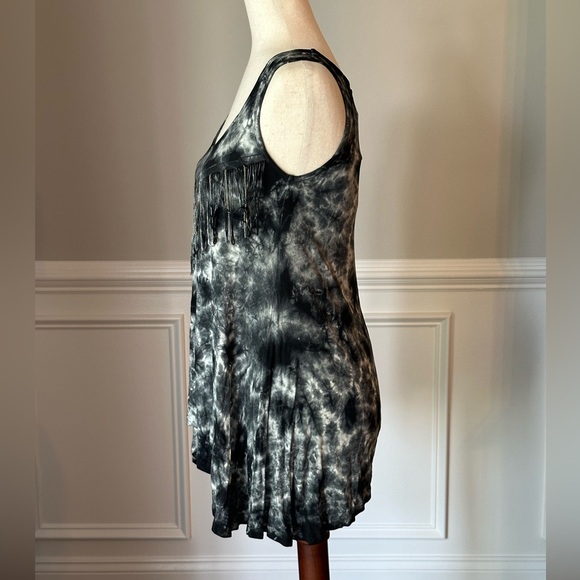 RAGA Anthropologie Sleeveless Tie-Dye Long Tank Top with Fringe size Small NWT - Picture 4 of 8